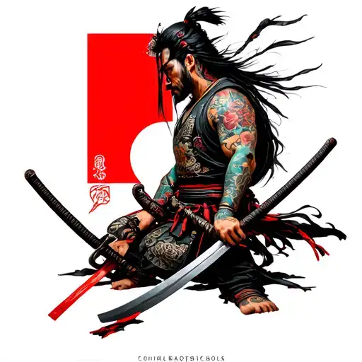 Cyberpunk Samurai With Katana Full Body