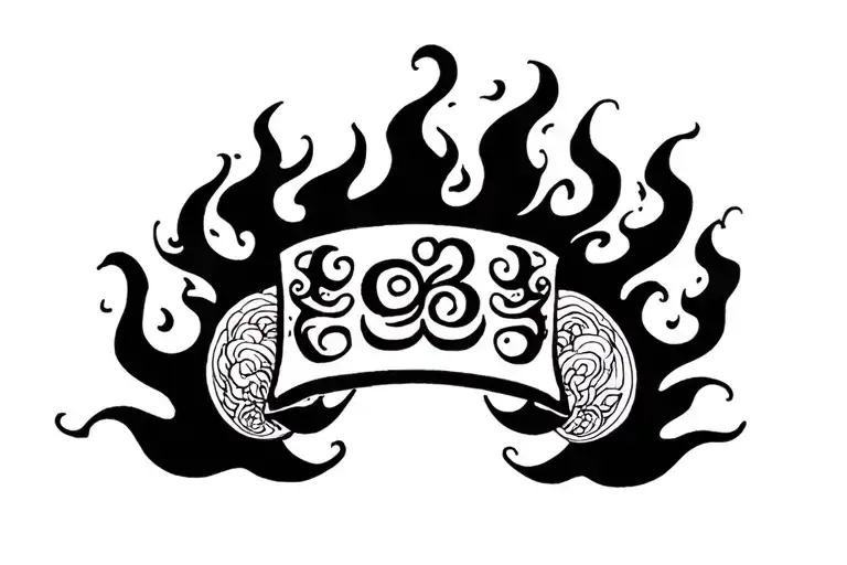 Flames With A Small Scroll In The Middle