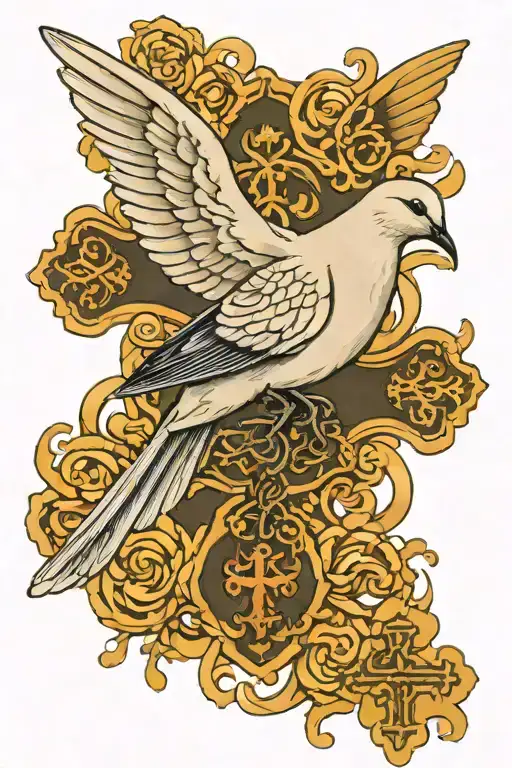 Dove With Cross Necklace On
