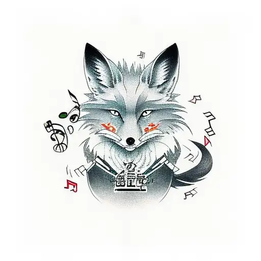 A Music-themed Anime Character With A Fox Companion
