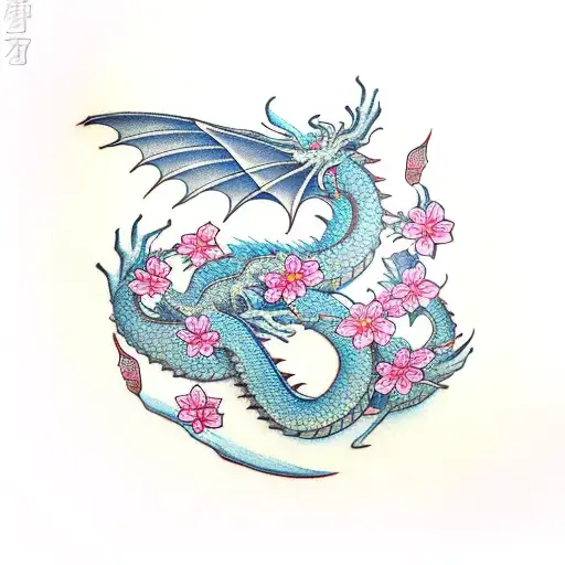 Dragon With Cherry Blossoms