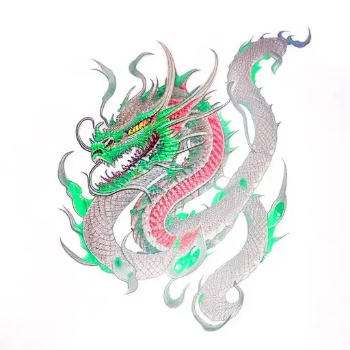 Green Dragon With Luminous Smoke Tendrils