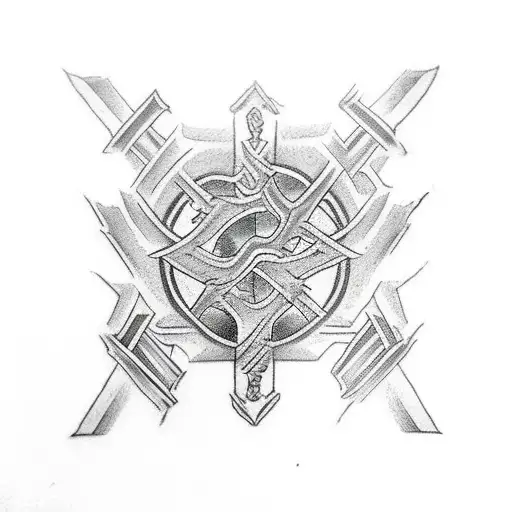 Pain Symbol And Support Symbol On The Side Of A Male Ribcage Vertically