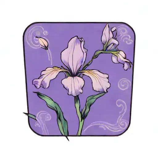 Single Wild Iris With Stem