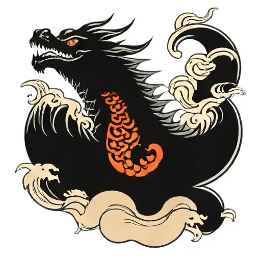 Dragon With Waves Crashing