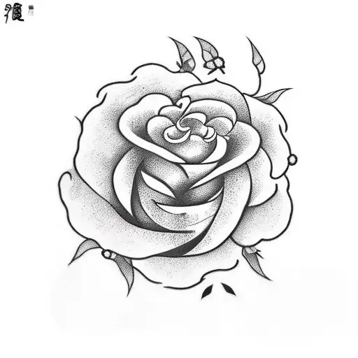 White Rose With Red Blood And Dead Bird