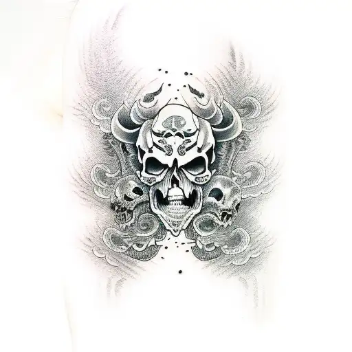 Demon Skull Sleeve Death Blood