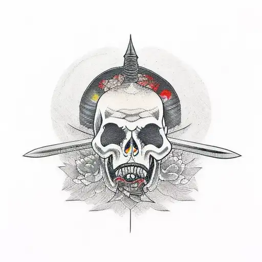 Sword Going Through Skull Long Sword