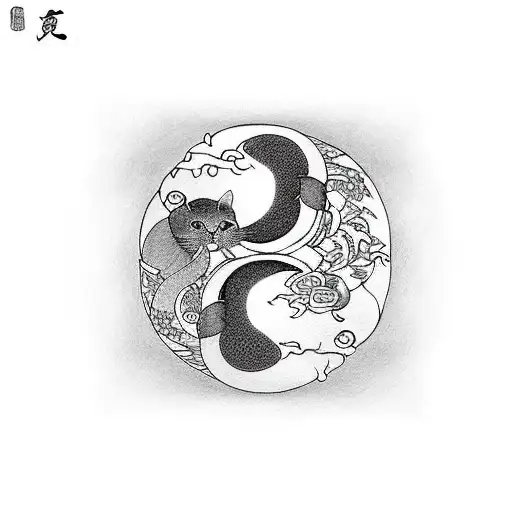 Cat And Otter In Yin And Yang