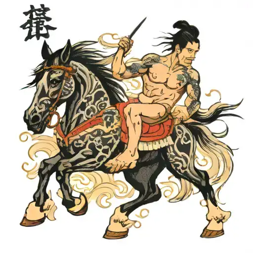 Rearing Horse With Shirtless Man On It