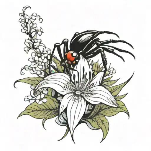 Spider Lilly Flower With A Black Widow Spider