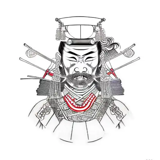 Samurai Warrior Made Of Japanese Symbols