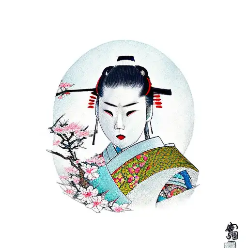 Female Samurai With Cherryblossom