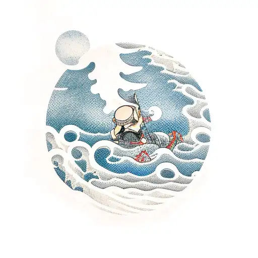 Boy Sinking Into Ocean