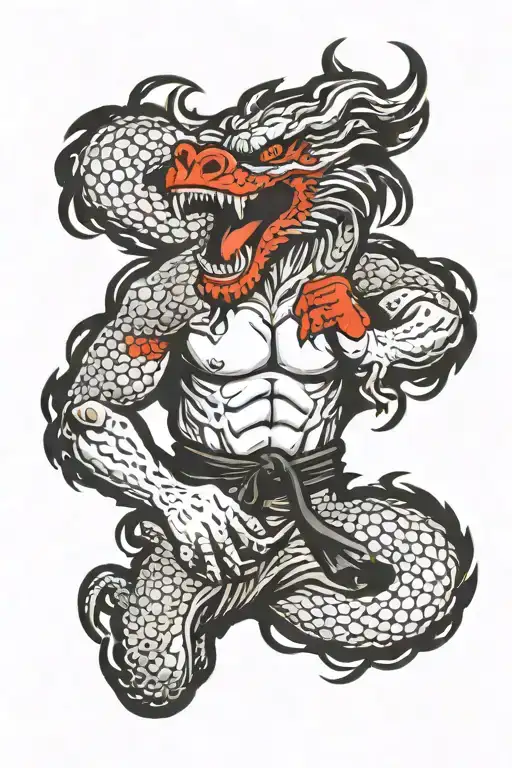 Karate Black Belt Punching Fist Qnd Dragon