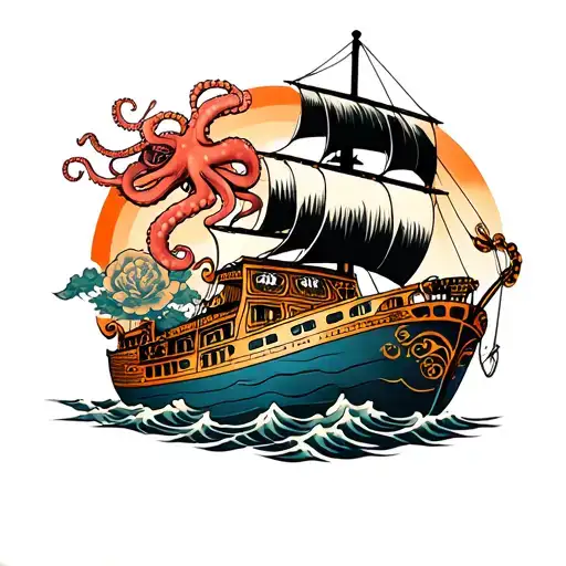 Ship And Octopus