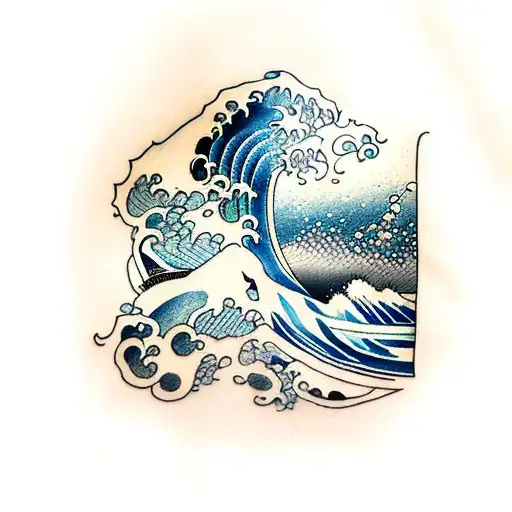 Sea Waves Behind A Katana