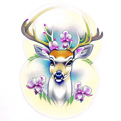 Deer With Orchid