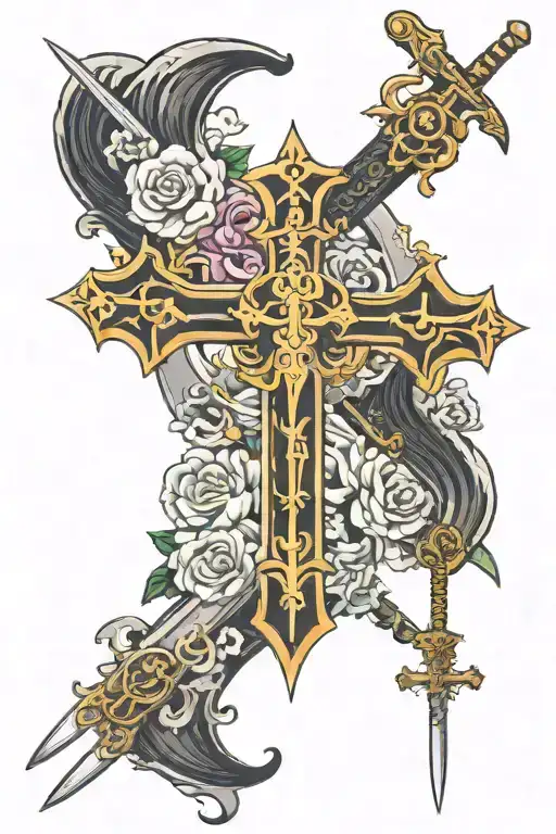 Catholic Cross With Sword Of St Michael Archangel