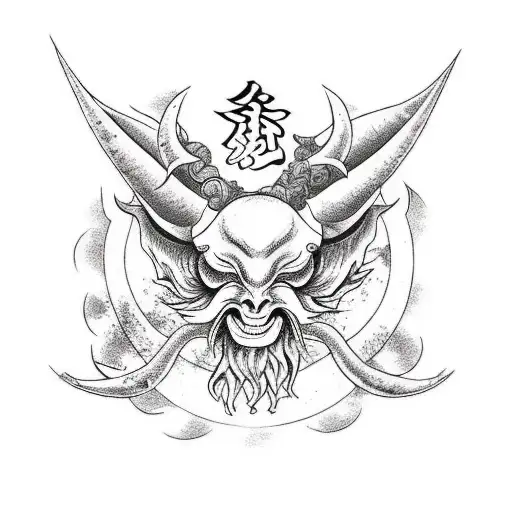 Baphomet Surrounded By Water With Plants Around It