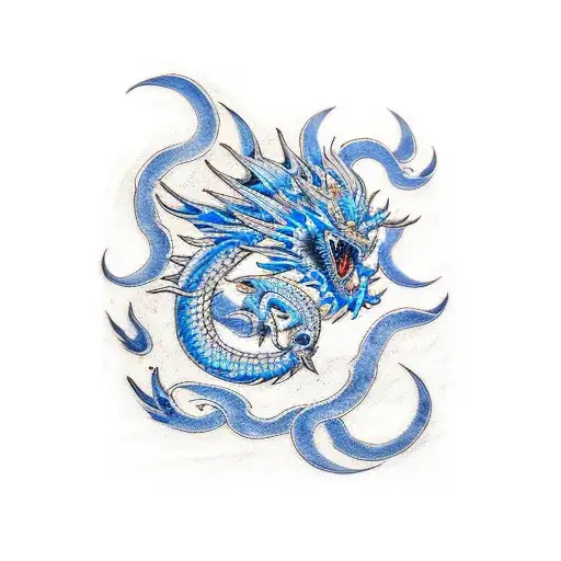 Blue Phoenix And Dragon