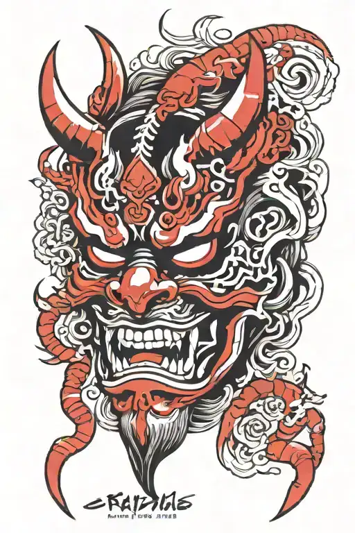 Trash Polka Style Oni Demon Mask