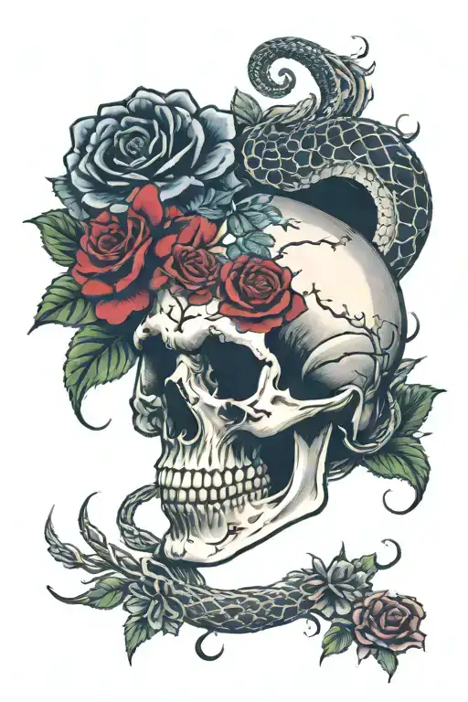 Skull And Viper And Roses