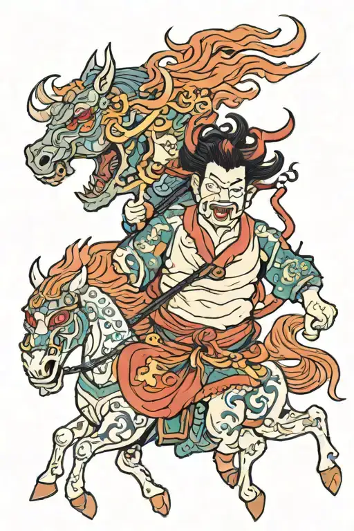 Sagitarius With Horse And Oni Mask Holding