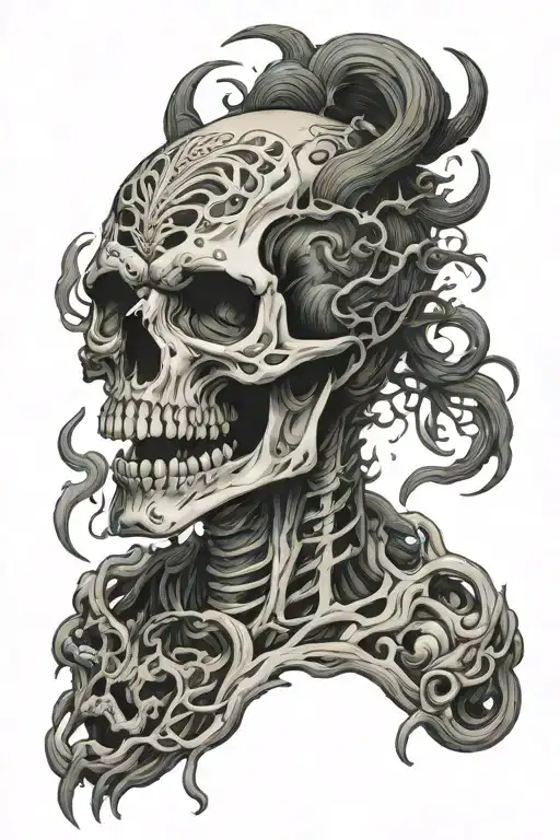 Wendigo Skull Breathing Smoke