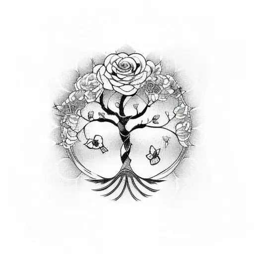 Tree Of Life Butterfly Rose