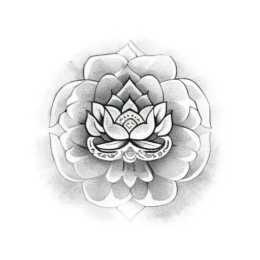 Traditional Japanese Mask With A Lotus Flower