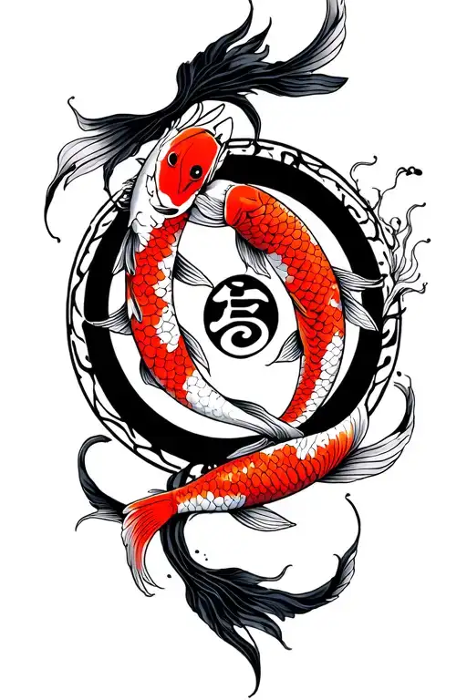 Zen Circle Inside With Koi Fish