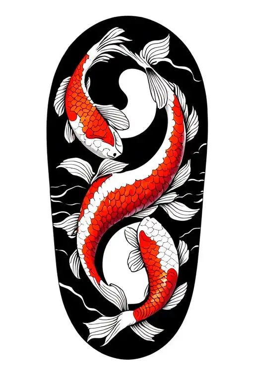 Zen Circle Inside With Koi Fish Yin Yang
