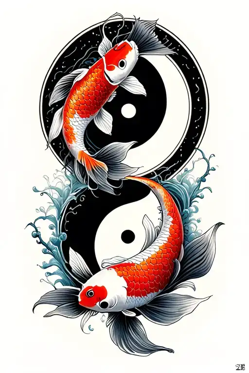 Zen Circle Inside With Koi Fish Yin Yang Symbol Incorporated