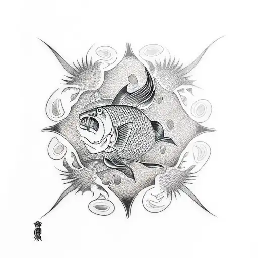 Trident And Koi Fish