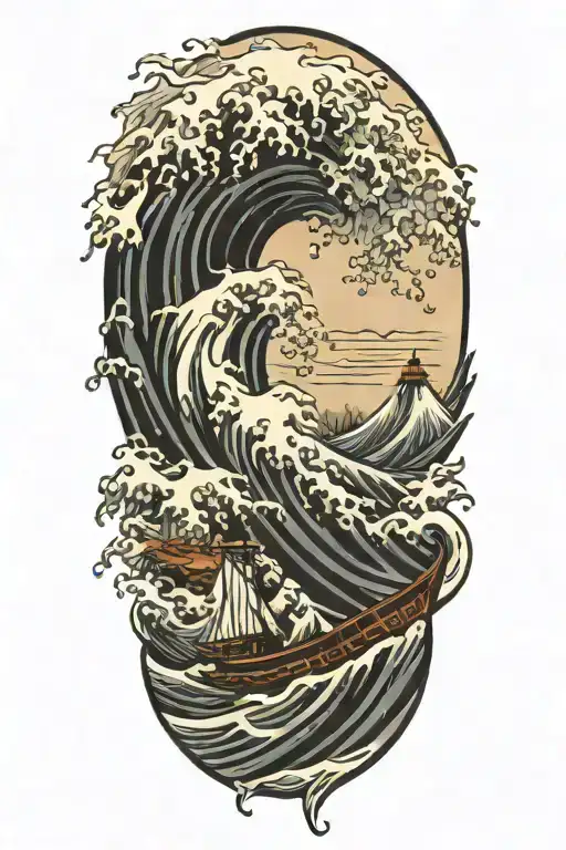 Waves With Crashing Boat Sailing