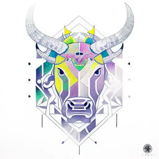 Bull Head Geometric Minimal Tribal