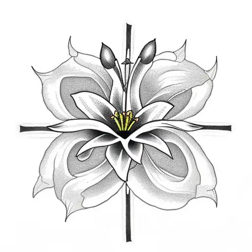 Christian Cross With Flower Lily