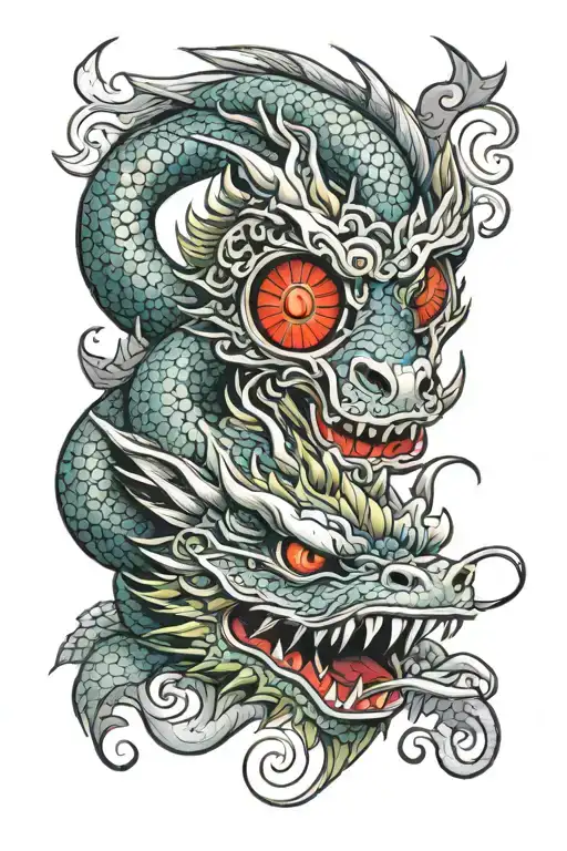 Dragon With Woman Eye Looking