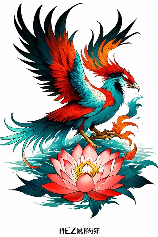 Pheonix Rising With Lotus Flower