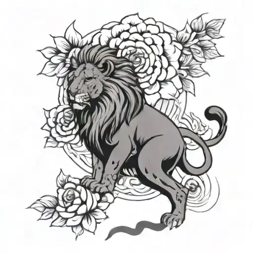 Lion With Rose