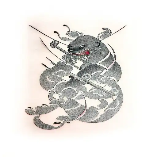 Katana With Kanji For Forearm