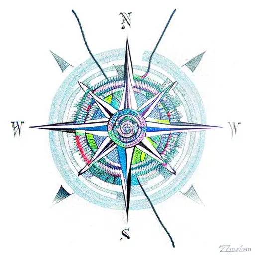 Compass Intertwined With Climbing Ropes And Carabiners