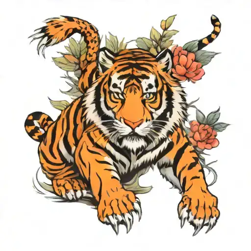 Tiger With Nature Around It