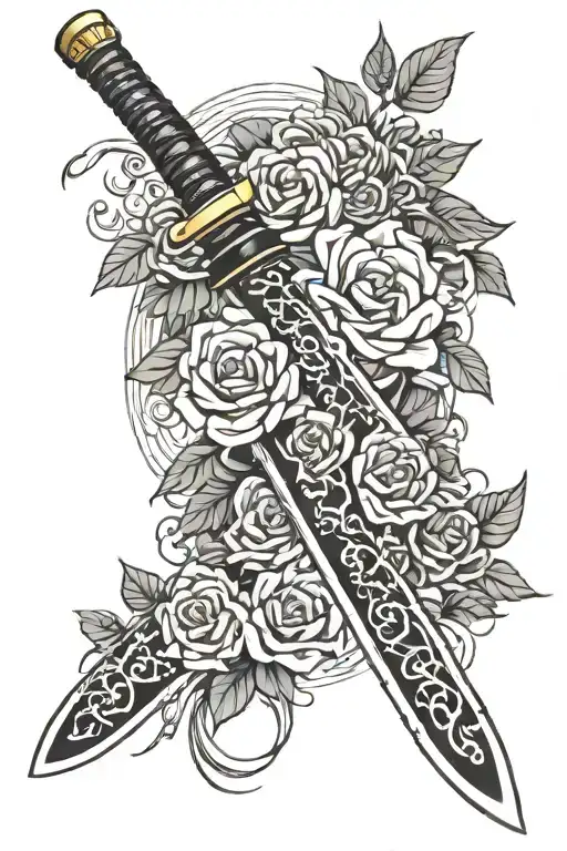 Katana With Roses