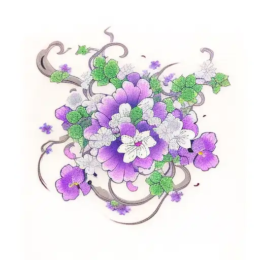 A Blooming Vine With Violet Flowers