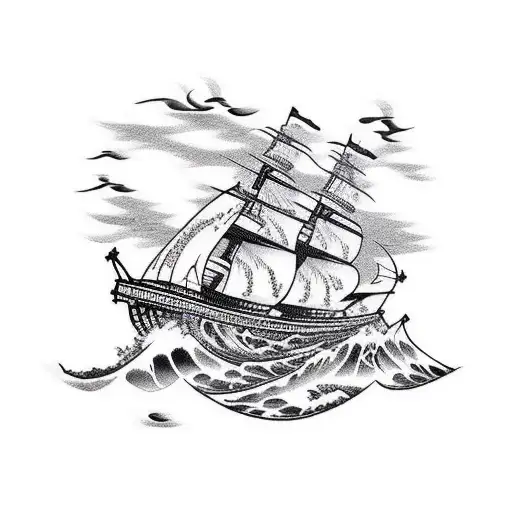 Pirate Ship With Waves