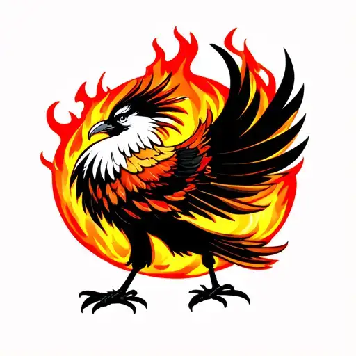 Simple Flame That Incorporates Phoenix Bird And Also Firefighting