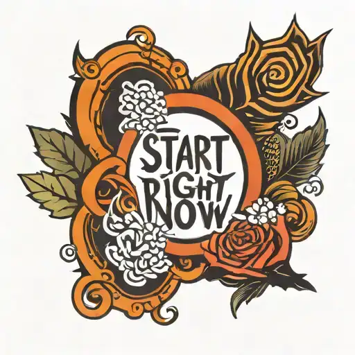 Start Right Now Stop Right There Lettering Tattoo With Graphic