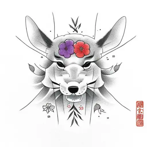 Minimalist Animal With Flowers